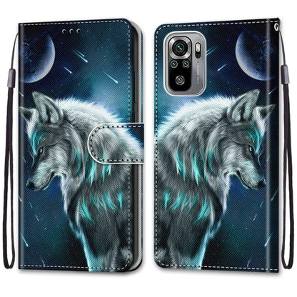 For Xiaomi Redmi Note 10 4G / Note 10s Coloured Drawing Cross Texture Horizontal Flip PU Leather Case with Holder & Card Slots & Wallet & Lanyard(Pensive Wolf) - Xiaomi Cases by buy2fix | Online Shopping UK | buy2fix
