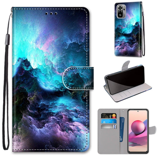 For Xiaomi Redmi Note 10 4G / Note 10s Coloured Drawing Cross Texture Horizontal Flip PU Leather Case with Holder & Card Slots & Wallet & Lanyard(Colorful Clouds) - Xiaomi Cases by buy2fix | Online Shopping UK | buy2fix