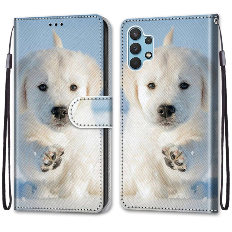 For Samsung Galaxy A32 4G / A32 Lite Coloured Drawing Cross Texture Horizontal Flip PU Leather Case with Holder & Card Slots & Wallet & Lanyard(Snow Puppy) by buy2fix