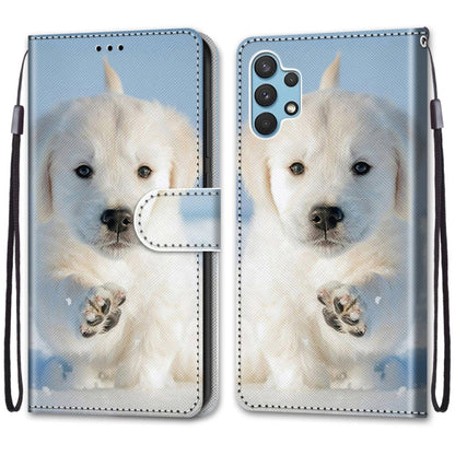 For Samsung Galaxy A32 4G / A32 Lite Coloured Drawing Cross Texture Horizontal Flip PU Leather Case with Holder & Card Slots & Wallet & Lanyard(Snow Puppy) by buy2fix