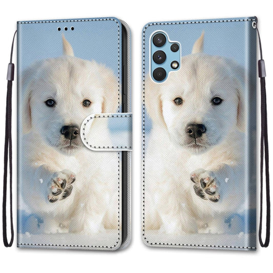 For Samsung Galaxy A32 4G / A32 Lite Coloured Drawing Cross Texture Horizontal Flip PU Leather Case with Holder & Card Slots & Wallet & Lanyard(Snow Puppy) by buy2fix