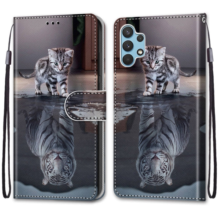 For Samsung Galaxy A32 4G / A32 Lite Coloured Drawing Cross Texture Horizontal Flip PU Leather Case with Holder & Card Slots & Wallet & Lanyard(Cat Becomes Tiger) by buy2fix