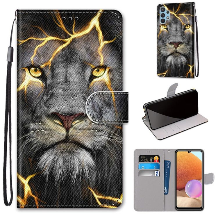 For Samsung Galaxy A32 4G / A32 Lite Coloured Drawing Cross Texture Horizontal Flip PU Leather Case with Holder & Card Slots & Wallet & Lanyard(Fission Lion) by buy2fix