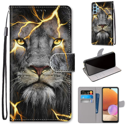 For Samsung Galaxy A32 4G / A32 Lite Coloured Drawing Cross Texture Horizontal Flip PU Leather Case with Holder & Card Slots & Wallet & Lanyard(Fission Lion) by buy2fix