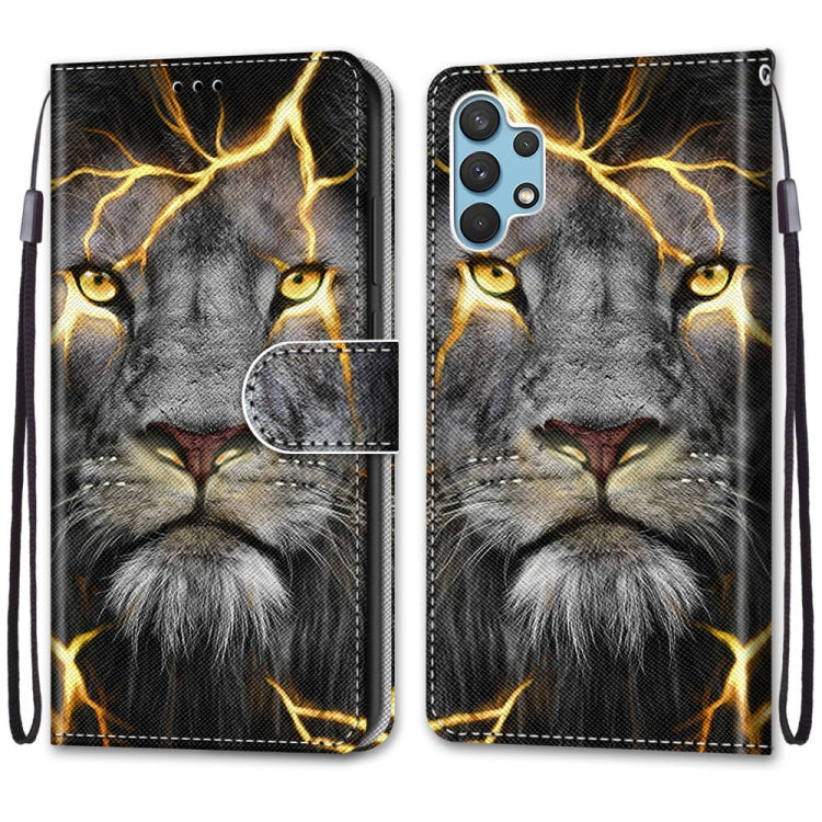 For Samsung Galaxy A32 4G / A32 Lite Coloured Drawing Cross Texture Horizontal Flip PU Leather Case with Holder & Card Slots & Wallet & Lanyard(Fission Lion) by buy2fix