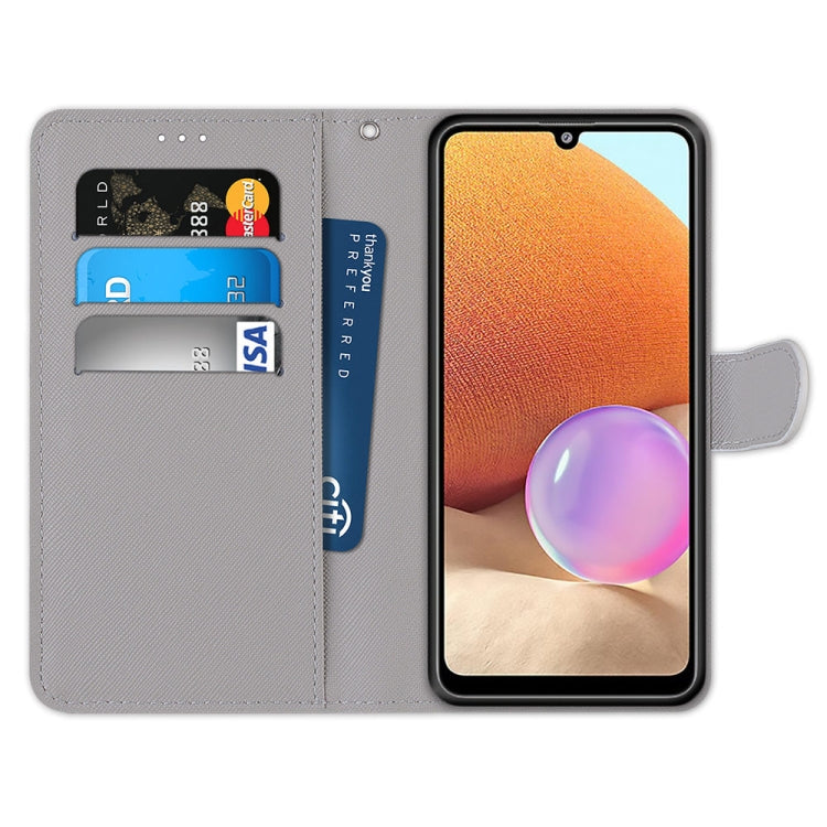 For Samsung Galaxy A32 4G / A32 Lite Coloured Drawing Cross Texture Horizontal Flip PU Leather Case with Holder & Card Slots & Wallet & Lanyard(Colorful Clouds) by buy2fix