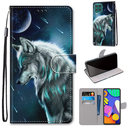 For Samsung Galaxy F62 / M62 Coloured Drawing Cross Texture Horizontal Flip PU Leather Case with Holder & Card Slots & Wallet & Lanyard(Pensive Wolf) by buy2fix
