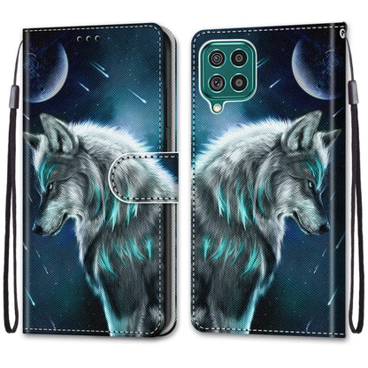 For Samsung Galaxy F62 / M62 Coloured Drawing Cross Texture Horizontal Flip PU Leather Case with Holder & Card Slots & Wallet & Lanyard(Pensive Wolf) by buy2fix