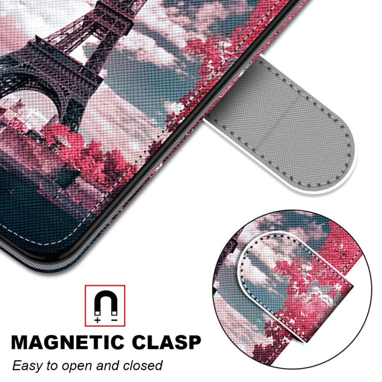 For Samsung Galaxy S21 FE Coloured Drawing Cross Texture Horizontal Flip PU Leather Case with Holder & Card Slots & Wallet & Lanyard(Pink Flower Tower Bridge) by buy2fix