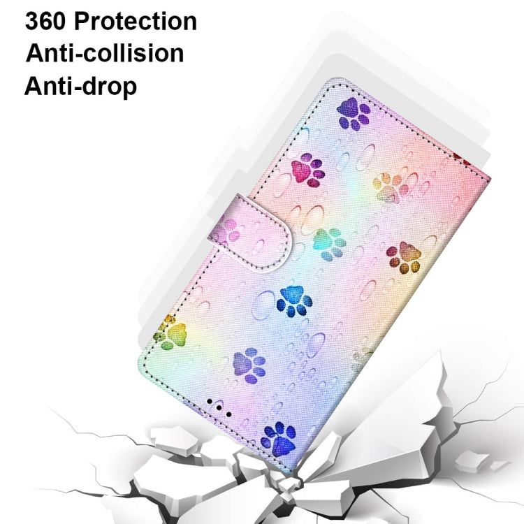 For Samsung Galaxy S21 FE Coloured Drawing Cross Texture Horizontal Flip PU Leather Case with Holder & Card Slots & Wallet & Lanyard(Footprint Water Drops) by buy2fix