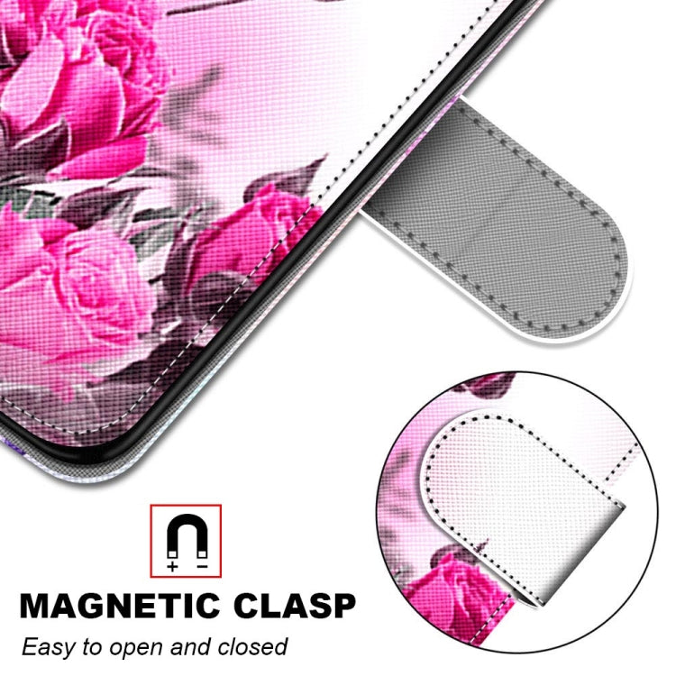 For Samsung Galaxy S21 FE Coloured Drawing Cross Texture Horizontal Flip PU Leather Case with Holder & Card Slots & Wallet & Lanyard(Wild Rose) by buy2fix