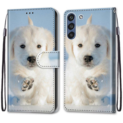 For Samsung Galaxy S21 FE Coloured Drawing Cross Texture Horizontal Flip PU Leather Case with Holder & Card Slots & Wallet & Lanyard(Snow Puppy) by buy2fix
