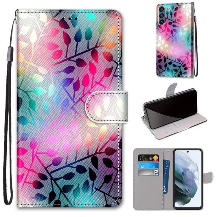 For Samsung Galaxy S21 FE Coloured Drawing Cross Texture Horizontal Flip PU Leather Case with Holder & Card Slots & Wallet & Lanyard(Translucent Glass) by buy2fix