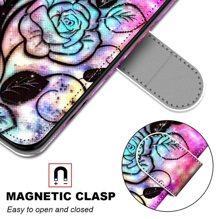 For Samsung Galaxy S21 FE Coloured Drawing Cross Texture Horizontal Flip PU Leather Case with Holder & Card Slots & Wallet & Lanyard(Color Bottom Hollow Flower) by buy2fix