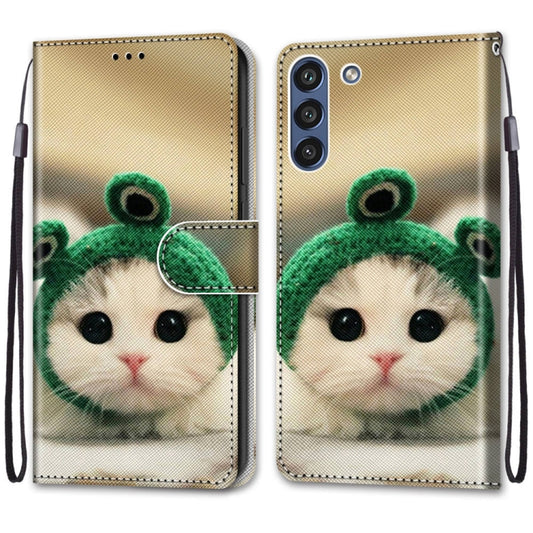 For Samsung Galaxy S21 FE Coloured Drawing Cross Texture Horizontal Flip PU Leather Case with Holder & Card Slots & Wallet & Lanyard(Frog Kitten) by buy2fix