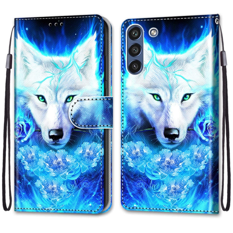 For Samsung Galaxy S21 FE Coloured Drawing Cross Texture Horizontal Flip PU Leather Case with Holder & Card Slots & Wallet & Lanyard(Dick Rose Wolf) by buy2fix