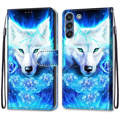 For Samsung Galaxy S21 FE Coloured Drawing Cross Texture Horizontal Flip PU Leather Case with Holder & Card Slots & Wallet & Lanyard(Dick Rose Wolf) by buy2fix