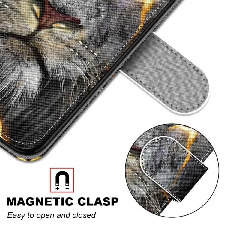 For Samsung Galaxy S21 FE Coloured Drawing Cross Texture Horizontal Flip PU Leather Case with Holder & Card Slots & Wallet & Lanyard(Fission Lion) by buy2fix