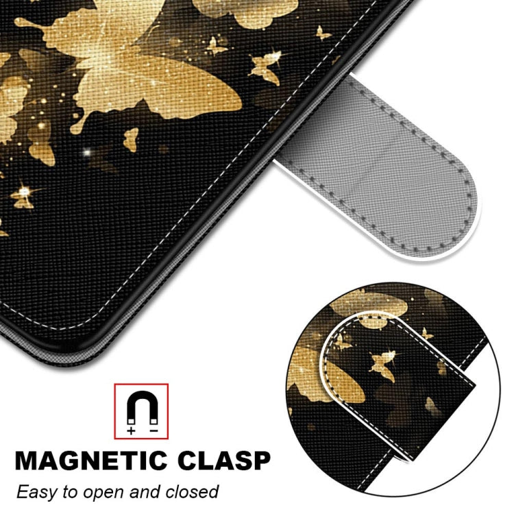 For Samsung Galaxy Xcover 5 Coloured Drawing Cross Texture Horizontal Flip PU Leather Case with Holder & Card Slots & Wallet & Lanyard(Golden Butterfly Group) by buy2fix