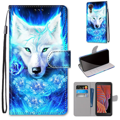 For Samsung Galaxy Xcover 5 Coloured Drawing Cross Texture Horizontal Flip PU Leather Case with Holder & Card Slots & Wallet & Lanyard(Dick Rose Wolf) by buy2fix