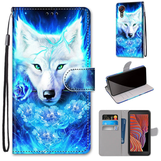 For Samsung Galaxy Xcover 5 Coloured Drawing Cross Texture Horizontal Flip PU Leather Case with Holder & Card Slots & Wallet & Lanyard(Dick Rose Wolf) by buy2fix