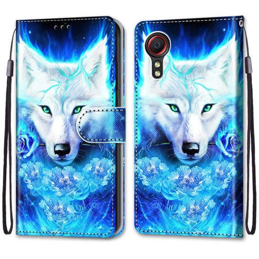 For Samsung Galaxy Xcover 5 Coloured Drawing Cross Texture Horizontal Flip PU Leather Case with Holder & Card Slots & Wallet & Lanyard(Dick Rose Wolf) by buy2fix