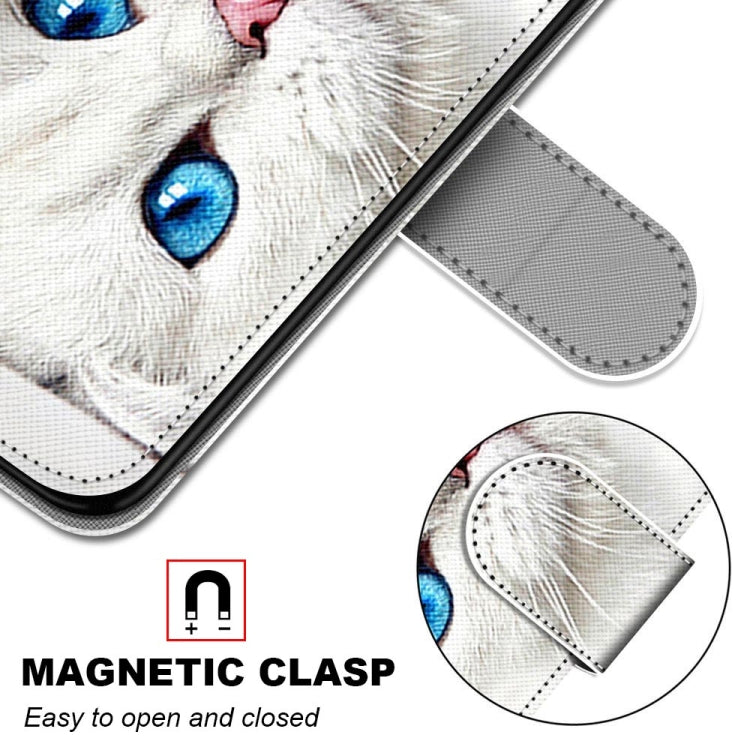 For Samsung Galaxy Xcover 5 Coloured Drawing Cross Texture Horizontal Flip PU Leather Case with Holder & Card Slots & Wallet & Lanyard(White Kitten) by buy2fix