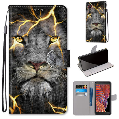 For Samsung Galaxy Xcover 5 Coloured Drawing Cross Texture Horizontal Flip PU Leather Case with Holder & Card Slots & Wallet & Lanyard(Fission Lion) by buy2fix