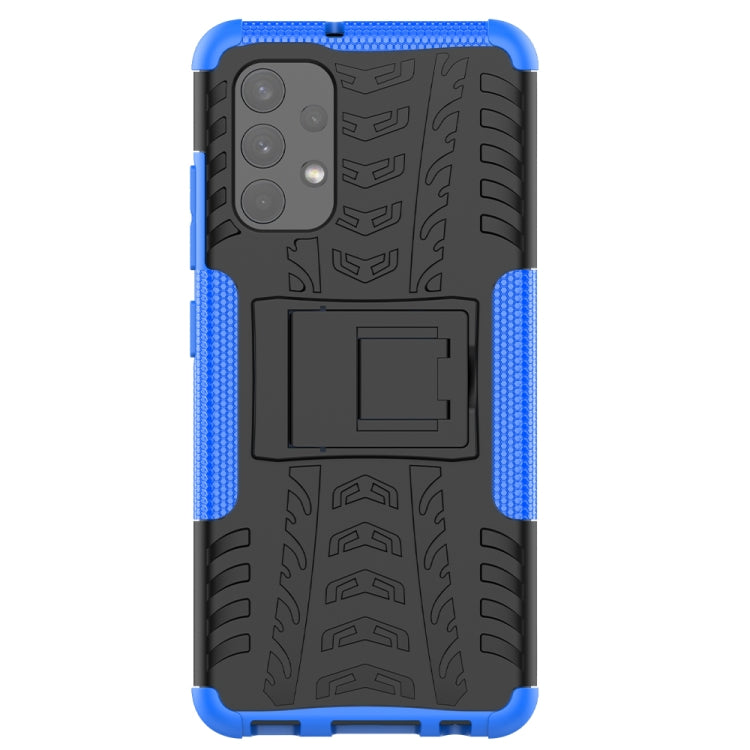 For Samsung Galaxy A32 4G Tire Texture Shockproof TPU+PC Protective Case with Holder(Blue) by buy2fix