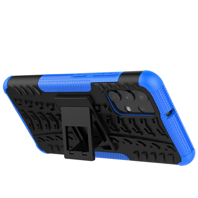 For Samsung Galaxy A32 4G Tire Texture Shockproof TPU+PC Protective Case with Holder(Blue) by buy2fix