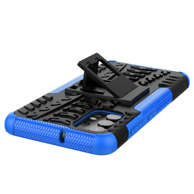 For Samsung Galaxy A32 4G Tire Texture Shockproof TPU+PC Protective Case with Holder(Blue) by buy2fix