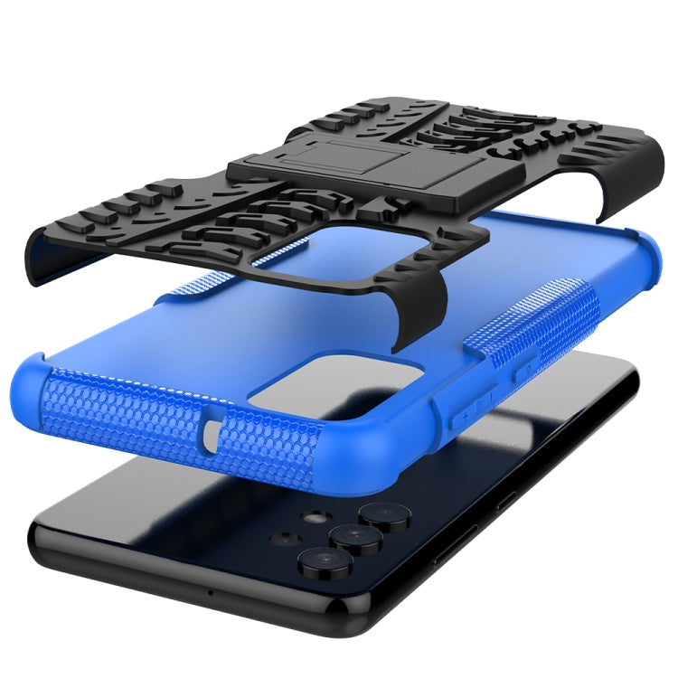 For Samsung Galaxy A32 4G Tire Texture Shockproof TPU+PC Protective Case with Holder(Blue) by buy2fix