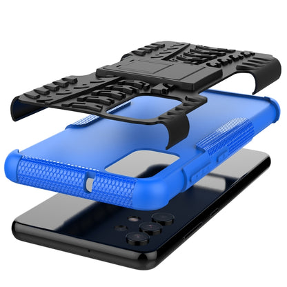 For Samsung Galaxy A32 4G Tire Texture Shockproof TPU+PC Protective Case with Holder(Blue) by buy2fix