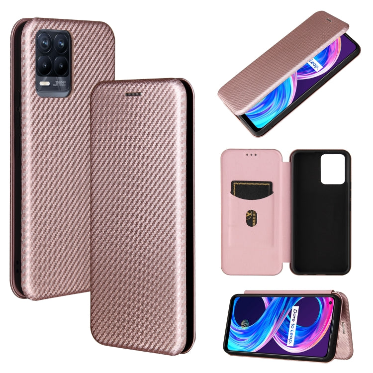 For OPPO Realme 8 / 8 Pro Carbon Fiber Texture Horizontal Flip TPU + PC + PU Leather Case with Card Slot(Pink) - Realme Cases by buy2fix | Online Shopping UK | buy2fix