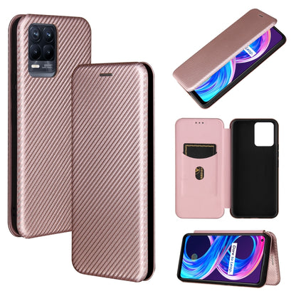 For OPPO Realme 8 / 8 Pro Carbon Fiber Texture Horizontal Flip TPU + PC + PU Leather Case with Card Slot(Pink) - Realme Cases by buy2fix | Online Shopping UK | buy2fix