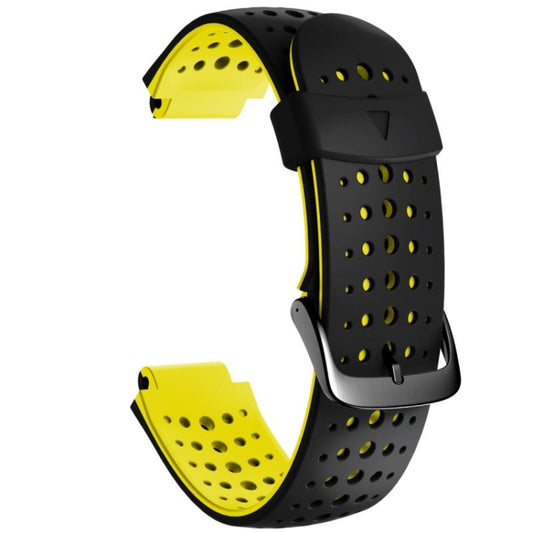 For Garmin Forerunner 220 Two-color Silicone Watch Band(Black Yellow) - Watch Bands by buy2fix | Online Shopping UK | buy2fix