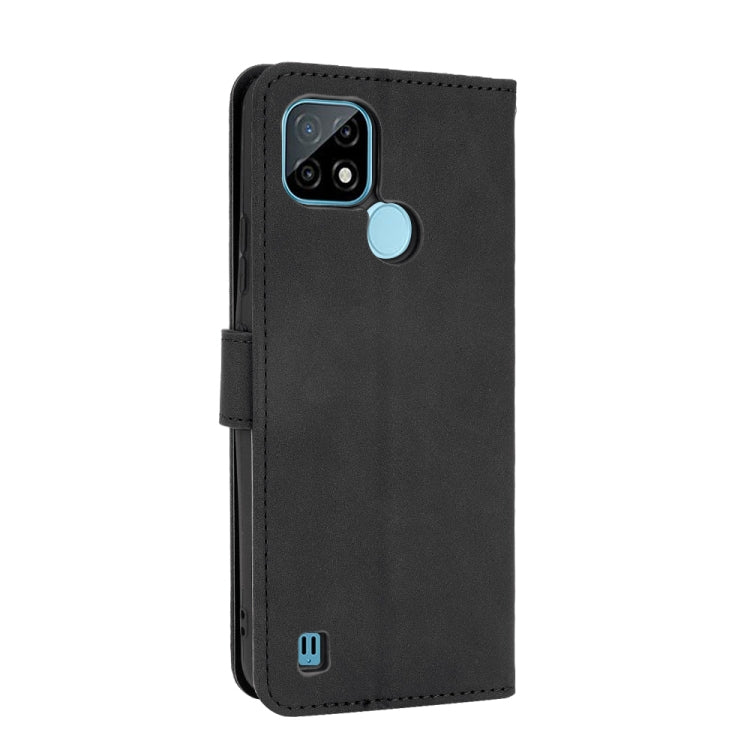 For OPPO Realme C21 Solid Color Skin Feel Magnetic Buckle Horizontal Flip Calf Texture PU Leather Case with Holder & Card Slots & Wallet(Black) - Realme Cases by buy2fix | Online Shopping UK | buy2fix