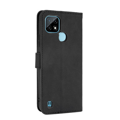 For OPPO Realme C21 Solid Color Skin Feel Magnetic Buckle Horizontal Flip Calf Texture PU Leather Case with Holder & Card Slots & Wallet(Black) - Realme Cases by buy2fix | Online Shopping UK | buy2fix