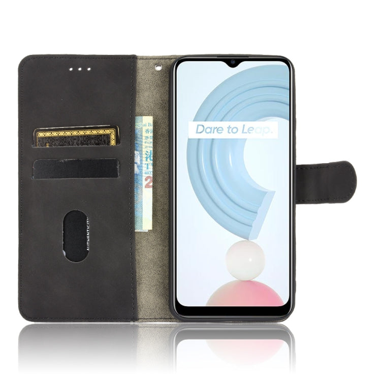 For OPPO Realme C21 Solid Color Skin Feel Magnetic Buckle Horizontal Flip Calf Texture PU Leather Case with Holder & Card Slots & Wallet(Black) - Realme Cases by buy2fix | Online Shopping UK | buy2fix