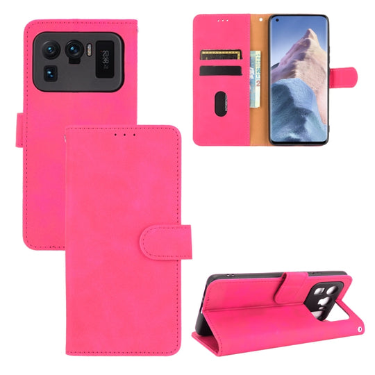 For Xiaomi Mi 11 Ultra Solid Color Skin Feel Magnetic Buckle Horizontal Flip Calf Texture PU Leather Case with Holder & Card Slots & Wallet(Rose Red)