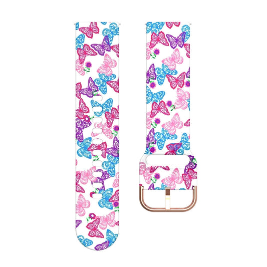 For Samsung Galaxy Watch 42mm Silicone Printing Watch Band(Colorful Butterflies) - Watch Bands by buy2fix | Online Shopping UK | buy2fix