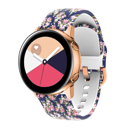For Samsung Galaxy Watch 42mm Silicone Printing Watch Band(Pink Rose) - Watch Bands by buy2fix | Online Shopping UK | buy2fix