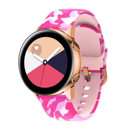 For Samsung Galaxy Watch 42mm Silicone Printing Watch Band(Pink Camouflage) - Watch Bands by buy2fix | Online Shopping UK | buy2fix