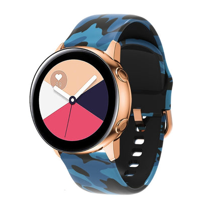 For Samsung Galaxy Watch 42mm Silicone Printing Watch Band(Blue Camouflage) - Watch Bands by buy2fix | Online Shopping UK | buy2fix