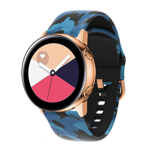 For Samsung Galaxy Watch 42mm Silicone Printing Watch Band(Blue Camouflage) - Watch Bands by buy2fix | Online Shopping UK | buy2fix