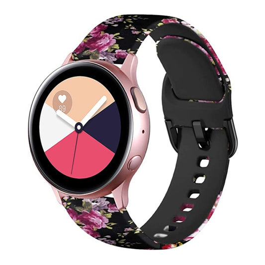 For Samsung Galaxy Watch 42mm Silicone Printing Watch Band(Pink Flowers) - Watch Bands by buy2fix | Online Shopping UK | buy2fix