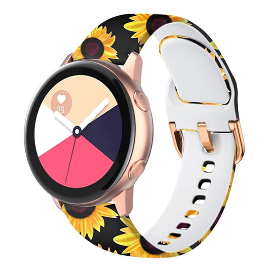 For Samsung Galaxy Watch 42mm Silicone Printing Watch Band(Sunflower) - Watch Bands by buy2fix | Online Shopping UK | buy2fix