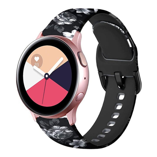 For Samsung Galaxy Watch 46mm Silicone Printing Watch Band(Grey Flowers) - Watch Bands by buy2fix | Online Shopping UK | buy2fix