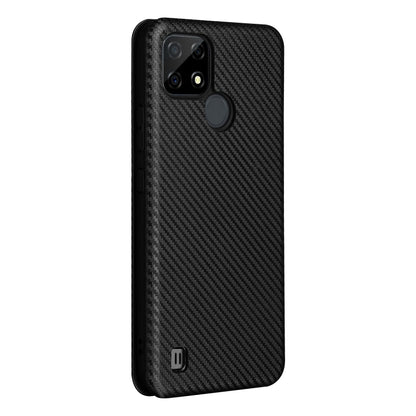 For Realme C21 Carbon Fiber Texture Horizontal Flip TPU + PC + PU Leather Case with Card Slot(Black) - Realme Cases by buy2fix | Online Shopping UK | buy2fix