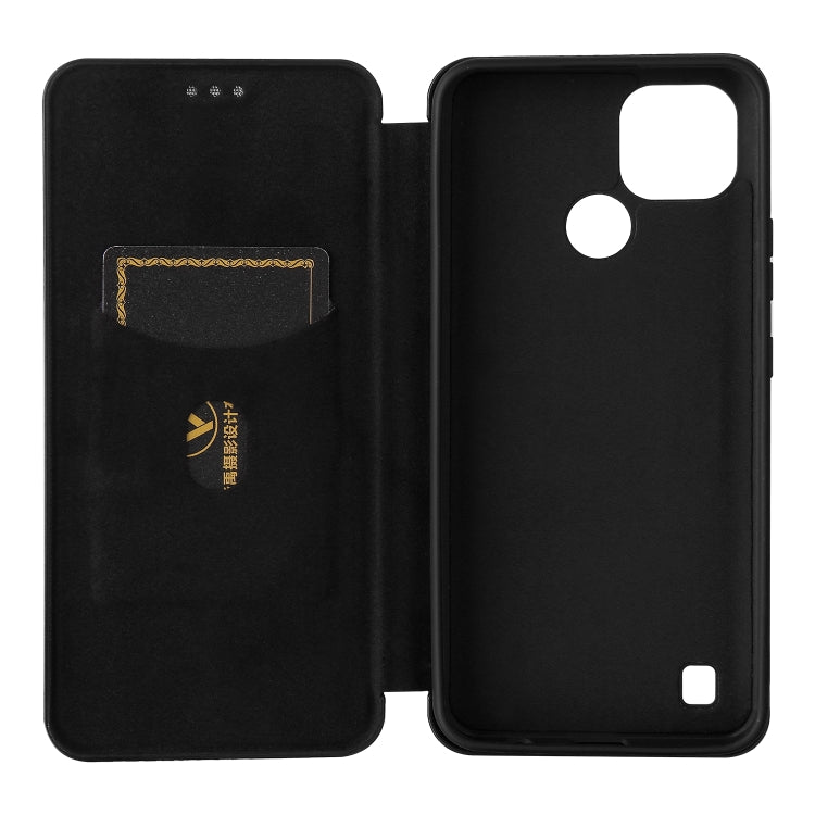 For Realme C21 Carbon Fiber Texture Horizontal Flip TPU + PC + PU Leather Case with Card Slot(Black) - Realme Cases by buy2fix | Online Shopping UK | buy2fix